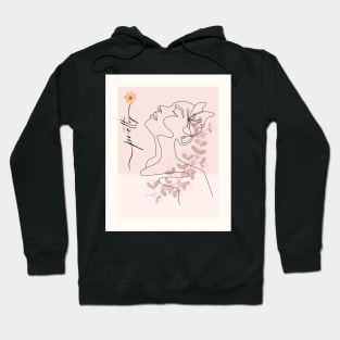 Pretty Girl Line Art Pink Pastel Hoodie